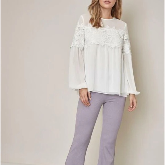 NWT EXPRESS OFF WHITE SHEER & LACE BLOUSE SIZE MEDIUM - Picture 5 of 10